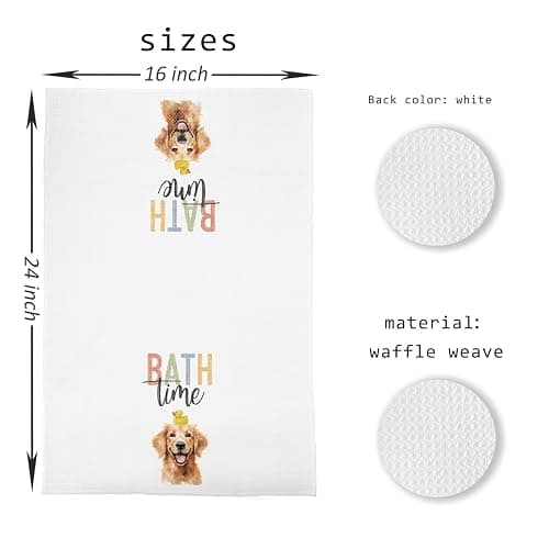 Yomisex Golden Retriever Gifts Bathroom Decor Hand Towels, Bath Time Golden Retriever Decorative Hand Towels for Kids Bathroom Decor 16x24 Inch thumbnail 3