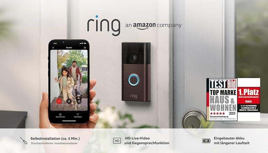Ring Akku-Videotürklingel (Battery Video Doorbell) (2024) | WLAN-Videotürklingel-Sicherheitskamera, Selbstinstallation (in 5 Minuten) | mit eingebautem Akku I Privatsphäre-Einstellungen thumbnail 7
