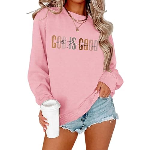 KIEKIECOO God is Good Sweatshirts for Women Christian Faith Sweatshirt Bible Verse Religious Long Sleeve Shirts Pullover - Image 1