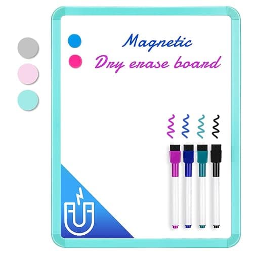 VUSIGN Small White Board Dry Erase, 14'' x 11'' Magnetic Dry Erase Board, Mini Whiteboard with Markers for Kids, Students, Fridge, Wall, Locker, Green - Image 1