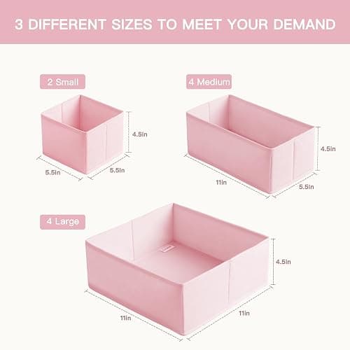 Criusia Drawer Organizer Clothes, 10 Pack Dresser Organizer for Baby Clothes, Underwear, Sock- Foldable Closet Organization and Storage Dividers Bins for Nursery, Bedroom (Pink) thumbnail 3