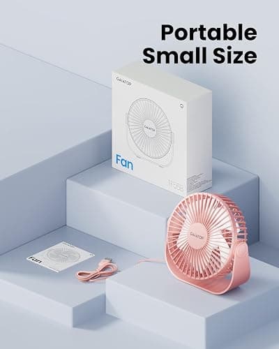 Gaiatop USB Desk Fan, 3 Speeds Strong Airflow, 5.5 Inch Portable 90° Rotate Quiet Cooling, Small Personal Table Fans for Bedroom Home Office Travel Pink thumbnail 7