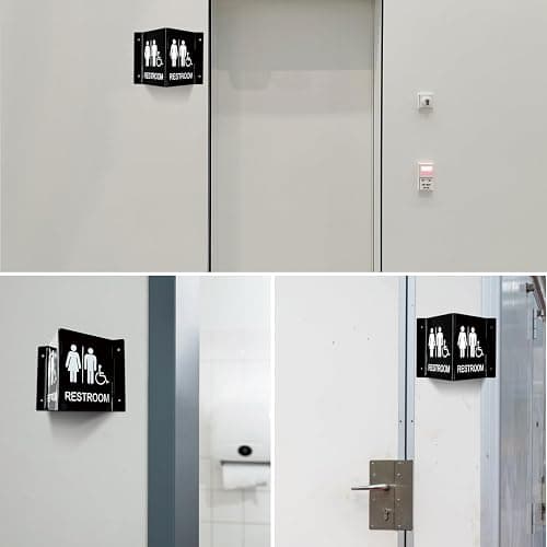 Faittoo Restroom Sign, Bathroom Signs, (2 Pack) 6 x 8 Inches Acrylic Sign, for Office or Business Bathroom and Toilet Door or Wall Decor, Indoor Outdoor Use, Black (Men and women with Handicap) thumbnail 6