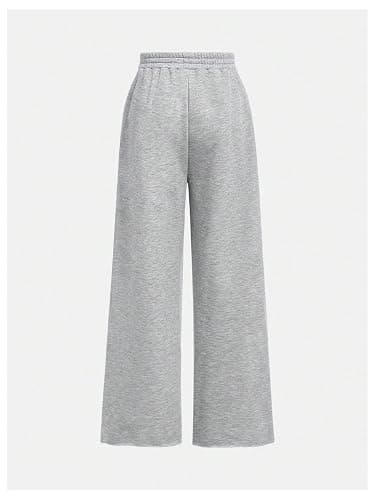 RoseSeek Girl's 2 Pack Sweatpants Elastic Waist Wide Straight Leg Pants High Waisted Casual Baggy Jogger Pants thumbnail 5