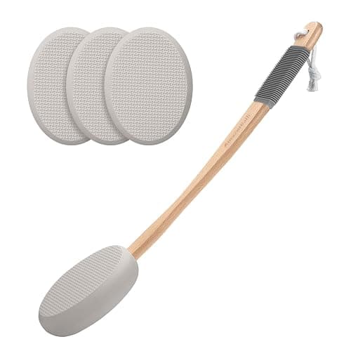 AmazerBath Lotion Applicator for Back, Feet, 4 Replaceable Pads with Long Handle, Back Sunscreen Applicator for Elderly, Women, Apply Cream Medicine Skin Cream Moisturizer Sunscreen Tanner, Gray - Image 1