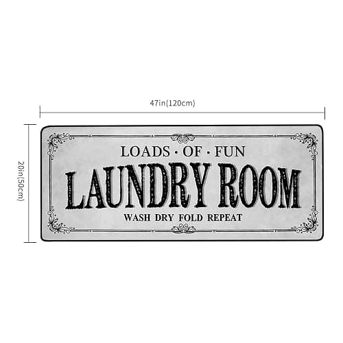 ROMAMIGO Grey Runner Rug, Farmhouse Kitchen Floor Mat, Non Slip Laundry Room Decor, Large (20 X 47 inch) thumbnail 2