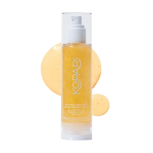 Kopari Sun Shield Body Glow, Broad Spectrum SPF 30, Lightweight Shimmering Gel Texture Absorbs Quickly, Non Sticky, Glowing Results, Golden Amber 5 oz - Golden Amber thumbnail 2