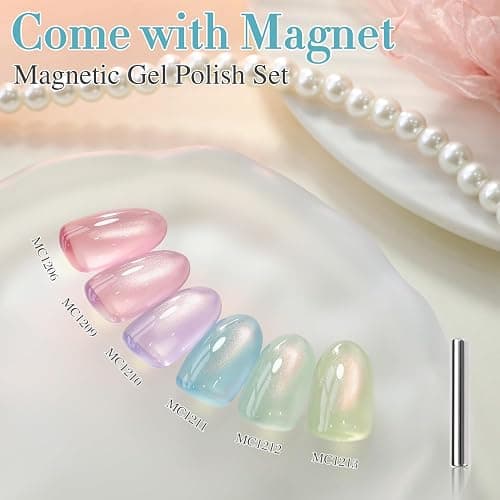 Double Rhythm 0.5 OZ Cat Eye Gel Polish with Magnet 15ML Holographic Glitter Shimmer Translucent Jelly Color Magnetic Nail Polish Salon DIY at Home (Fruit Teal Green-MC1211) thumbnail 8