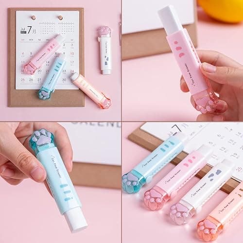 4 Pcs Cat Paw Retractable Erasers, Cute Cat Rubber for Kids, Push-Pull Rubber Eraser for Students Writing Office School Supplies thumbnail 6