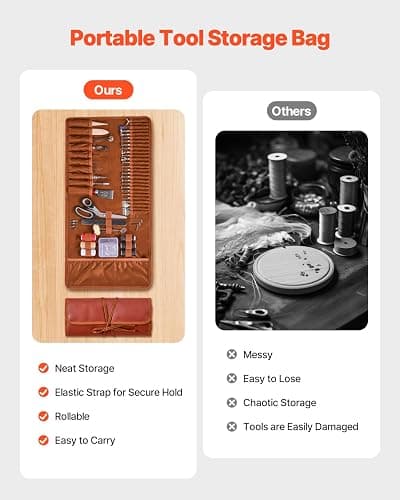 VEVOR Leather Working Tools Kit, 72 PCS with Portable Leather Storage Bag, Engraving Punching Sewing Stamping Sanding Tools, Ideal for Beginners DIY Enthusiasts and Professionals thumbnail 6