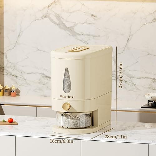 ZuoCheng Large Rice Dispenser, 11Lbs Cereal Dispenser Rice Container Food Storage Container with Measuring Cup, Cereal Containers Storage Kitchen Household Rice Pet Food Holder thumbnail 3