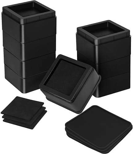 Utopia Bedding Bed Risers 2 Inch - Pack of 8 - Adjustable Furniture Risers 2 & 4 inch - Anti Slip Foam & Rubber Pad - Stackable Bed Lifts Risers Heavy Duty for Sofa, Bed, Table, Couch & Chair (Black) - Image 1