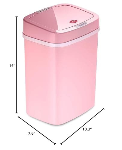 Ninestars DZT-12-5PK Bedroom or Bathroom Automatic Touchless Infrared Motion Sensor Trash Can, 3 Gal 12 L, ABS Plastic (Rectangular, Pink) Trashcan thumbnail 12