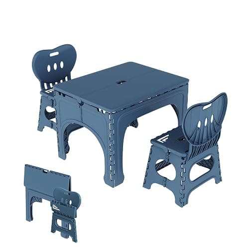 UNICOO® Kids Folding Table and Chairs Set, Kids Table and Chairs Foldable, Foldable Activity Table, Portable Picnic Table, Ideal for Indoor and Outdoor Use, Durable and Easy to Store (599)(Teal) - Image 1