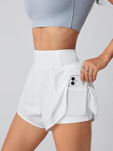 LALA BIRDS Women's Athletic Running Shorts High Waisted with Pockets, Women 3" Workout Dolphin Gym Yoga Beach Shorts thumbnail 5