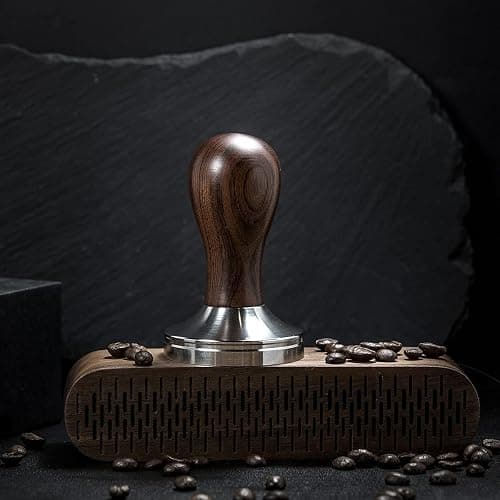 USEAMIE Coffee Tamper Espresso Press with Tamper Mat 304 Stainless Steel Flat Base Wooden Handle for Coffee Grounds Barista Espresso Machines Accessory (51MM) thumbnail 2