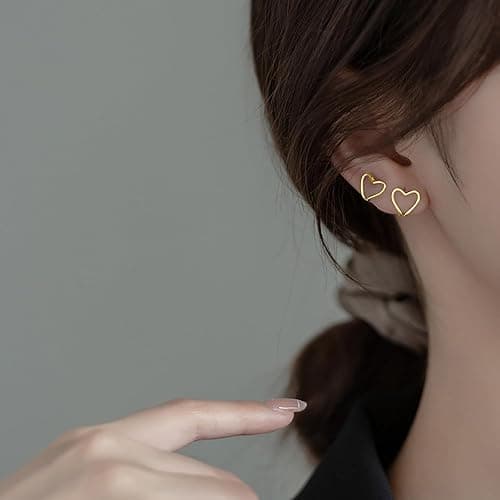 Reffeer Solid 925 Sterling Silver Heart No Piercing Earrings for Women Teens Heart Ear Cuff Earrings Clip on Earrings thumbnail 3