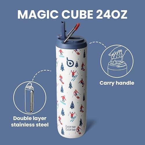 BOTTLE BOTTLE Insulated Water Bottle 24oz with Straw Lid and Handle for Sports Travel Gym Stainless Steel Water Bottles Double-Wall Vacuum Metal Leak Proof BPA-Free thumbnail 5