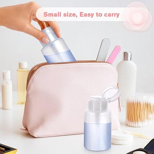 Pump Dispenser-Refillable Cosmetic Push Down Pump Dispenser-PP Material Alcohol Dispenser-Empty Makeup Acetone Containers for Acetone Nail Polish Remover,Nail Care,and Alcohol (3PCS) thumbnail 6