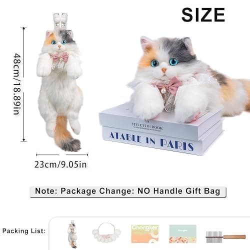 Chongker Cat Shaped Backpack - Handcrafted Stuffed Animals Plush Bag with Adjustable Shoulder, Crossbody, and Handbag Straps (Light Calico Backpack) thumbnail 7