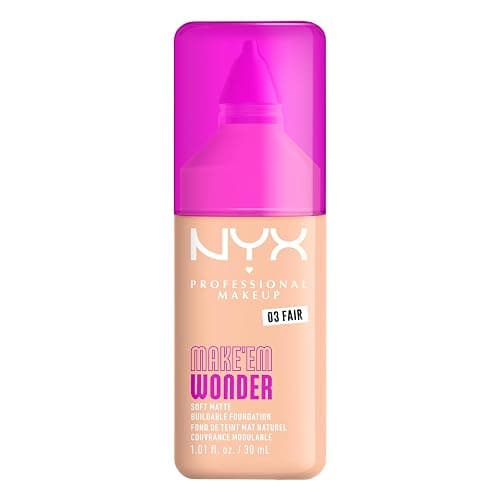 NYX PROFESSIONAL MAKEUP Make 'Em Wonder Liquid Foundation, 24HR Foundation Makeup With A Soft Matte Finish, Buildable Full Coverage - 03 Fair - Image 1