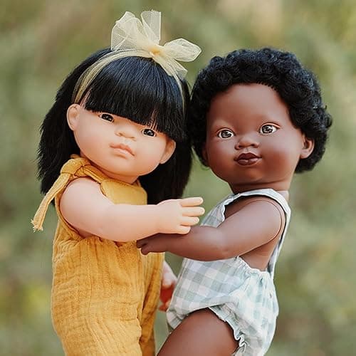 Miniland Baby Doll Asian Girl 38cm. Made in Spain with vanilla scent. Anatomically correct. My Friends & Me collection thumbnail 5