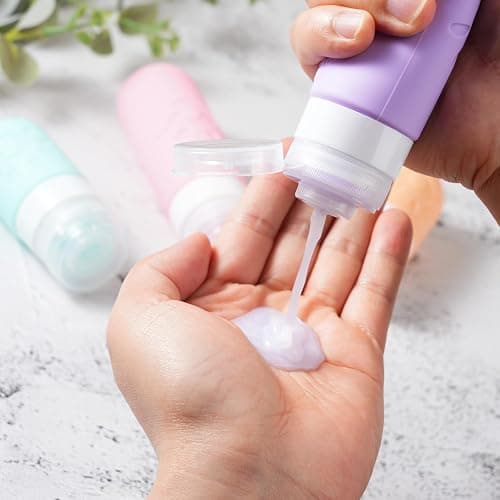 Zafit 18 Pack travel Bottles for Toiletries, TSA Approved Silicone Travel Containers Leak Proof Refillable Travel Accessories for Shampoo Conditioner Lotion Body Wash(Multicolored C) thumbnail 6