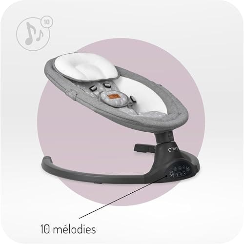 MoMi KENANI Transat balancelle jusqu’à 9 kg, pliable, télécommande et Bluetooth pour smartphone, alimentation piles et secteur, harnais de sécurité 5 points, pare-soleil, moustiquaire thumbnail 6