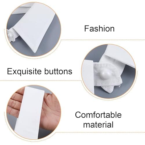 Josojoou 3PCS White Fake Collar and Detachable Sleeves, Detachable Collar with Pearl Buttons, Fake Collar for Women, for Suits, Jackets, Layering, Parties and Company Gatherings thumbnail 3