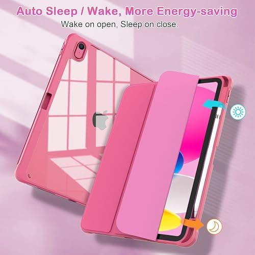 OKP Case for iPad 11th Generation 11-inch (A16) 2025, for 10.9'' iPad 10th Gen 2022, Slim Lightweight i Pad 11/10 th Gen Protective Cover with Trifold Stand, Auto Wake/Sleep, Clear PC Back Shell, Pink thumbnail 4