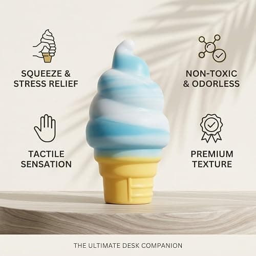 Ice Cream Squishy Toy, Slow Rise Sensory Fidget for Stress Relief, Soft Squeeze Desk Toy for Party Favors, Gifts, and Everyday Play (3-piece Set) thumbnail 7