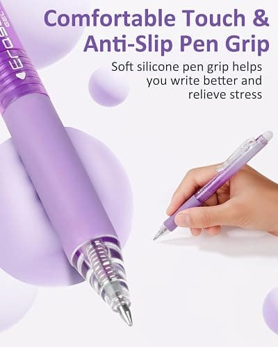 Solati 12 Colors Erasable Gel Pens, Fine Point 0.7mm Colored Erasable Pens, Make Mistakes Disappear, Assorted Color Inks for Drawing, Writing, Planning, and Crossword Puzzles (12 Colors) thumbnail 4
