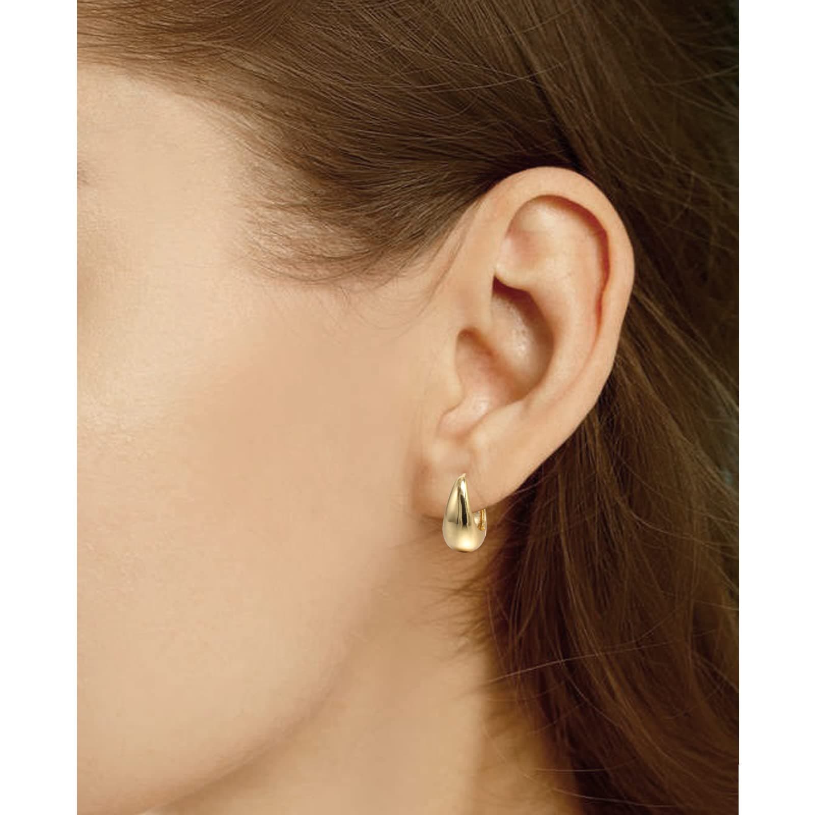 2 pairs Small Hoop Earrings for Women 18K Gold Plated Hoop Huggie Earrings for Women (set 5-2 pairs) thumbnail 5