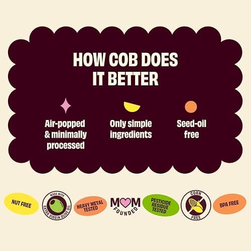 Cob Variety Pack Popped Sorghum 12-pack (1 oz. bags) | Corn-Free Popcorn Alternative | Seed Oil Free | Non-GMO, Gluten-Free, Vegan & Kosher | Toddler-Friendly | Allergy-Friendly | 3 of Each Flavor thumbnail 8
