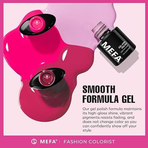 MEFA Pink Gel Nail Polish Set 6 Colors, Hot Pink Shades Spring Neon Light Bright Magenta Electric Tones Craze Nail Art Design at Home DIY Decorations Manicure Kit Gifts for Women thumbnail 6