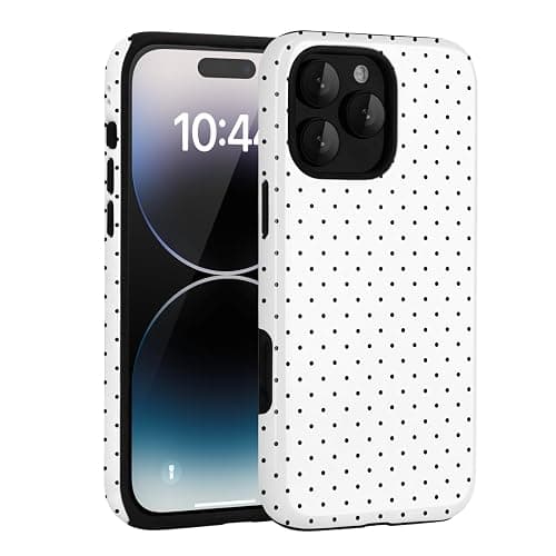 Amzfield Compatible with iPhone 16 Pro Case Cute Polka Dot Aesthetic Retro Design for Women Girls Fall Simple Chic Girly Pretty Dual Layer Hybrid Protection Elegant Case for iPhone 16 Pro-White thumbnail 7