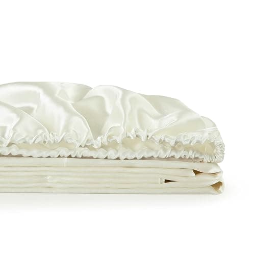 Satin Fitted Sheet, Full Fitted Sheet Only, 1 - Piece Ultra Soft Deep Pocket Single Silk Bottom Bed Sheet Full - Ivory thumbnail 5