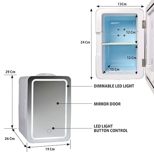 Koolatron Cosmetics Fridge w/Lighted Makeup Mirror, 6L Portable Skincare Refrigerator w/LED Ring Light, 12 Volt DC and 110 Volt AC Cords, Beauty Serum, Face Mask, Home, Travel, Hotel, Dorm, Office thumbnail 3