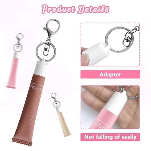 4 Pack Keychain Cap Compatible With Summer Fridays 0.5 oz & LANGIGE 0.35 oz Lip Balm,Portable Lip Gloss Charm Accessories,Keychain Cap Replacement Cover Fit For Summer Fridays thumbnail 4