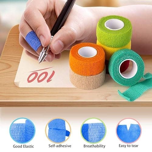 (12-Pack) 1” x 5 Yards | Self Adhesive Bandage Wrap, Kuvvfe Athletic Elastic Cohesive Bandage for Sports Injury,Strain,Knee & Wrist,Ankle Sprains & Swelling First Aid thumbnail 5