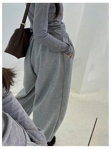 GORGLITTER Women's Baggy Sweatpants Y2K Drawstring High Waisted Loose Long Pants with Pockets thumbnail 2