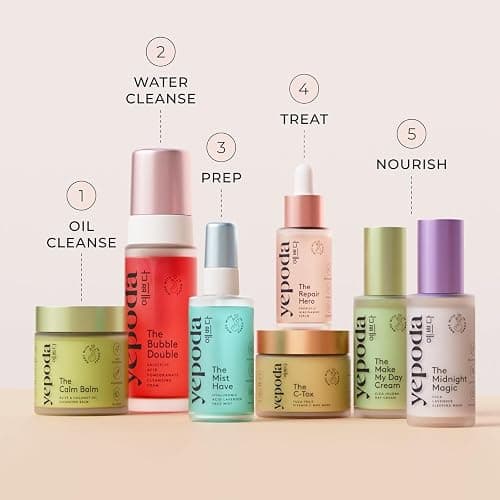Yepoda The Full Glow Set, set di skincare da 7 pezzi con detergenti, tonico, siero, maschera e creme, skincare coreana vegana, testata e approvata per tutti i tipi di pelle thumbnail 4