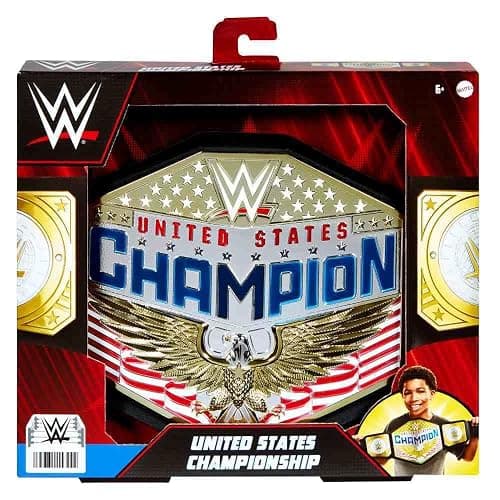 Mattel WWE United States US Championship Role Play Kids Title Belt, Authentic Styling with Adjustable Belt Ages 6 Years Old & Up, Youth, Black - Image 1