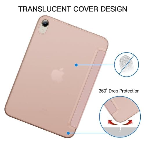 JETech Case for iPad mini (A17 Pro, 2024 Model, 7th Generation) / mini 6 (2021 Model, 6th Generation), Slim Stand Hard Back Shell Smart Cover with Auto Wake/Sleep (Rose Gold) thumbnail 4