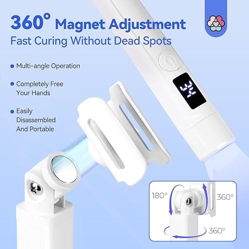 SAVILAND 9W White Flash Cure Gel Nail Lamp UV Light for Nails with Stand | LCD display, 8s quick drying, Cordless handsfree, Silicone nail stamper use, Salon & home manicure tool thumbnail 5