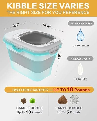 ANVS Dog Food Storage Container - Collapsible Dog Food Container with Airtight Lids, and Scoop,Dry Food For Dog, Cat and Other Pet Food (Grey, 10 lbs) thumbnail 6