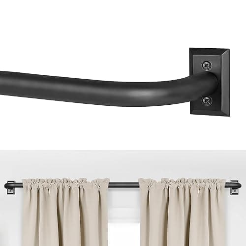 ZYRW Black Curtain Rods, Room Darkening Curtain Rod for Windows 66 to 120 Inches(5.5-10Ft), Wrap Around Rods, Adjustable Heavy Duty Blackout Drapery Rod, Window Treatment, Matte Black - Image 1