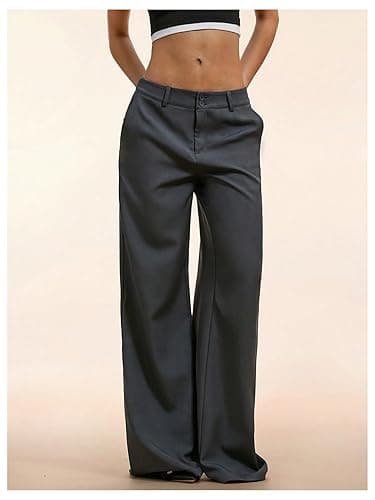 GORGLITTER Women's Low Rise Trousers Dress Pants Dressy Low Waisted Wide Leg Straight Business Casual Work Slacks Pants thumbnail 6