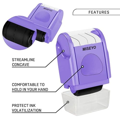 Miseyo Dashed Handwriting Lines Practice Roller Stamp,Self-Inking Line Rolling Stamps for Kids Writing - Purple thumbnail 4