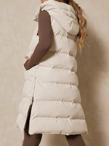 Inorin Womens Down Vest with Stand Collar Thick Hooded Sleeveless Long Coats Jacket thumbnail 4